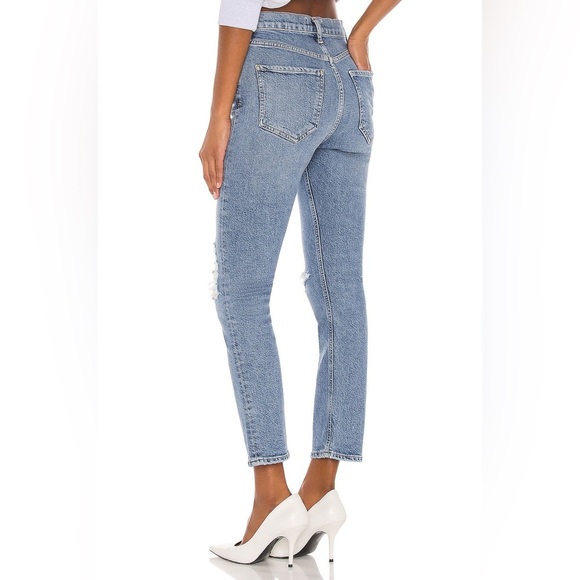 Agolde Denim Women’s Riley High Rise Distressed Straight Crop Jeans Whiplash 30 - Picture 5 of 14